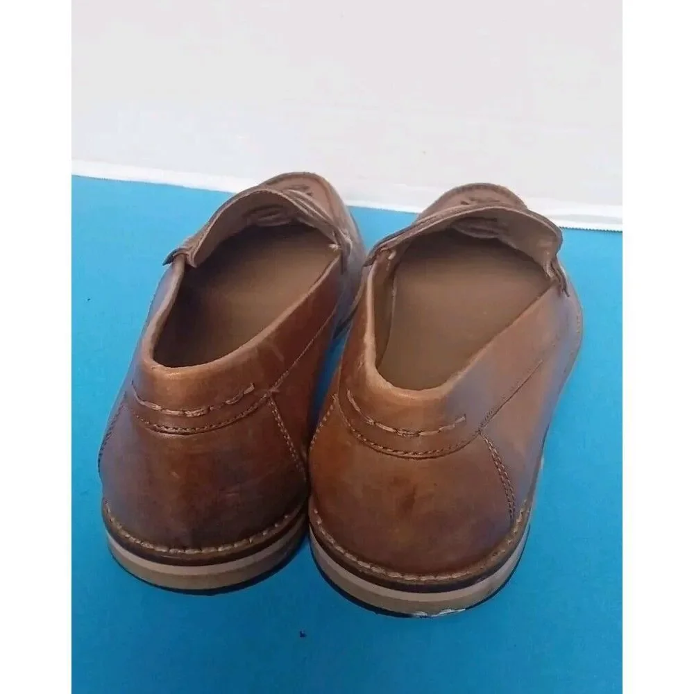 Classic Brown Leather Woven Penny Loafers Casual Dress Shoes‎